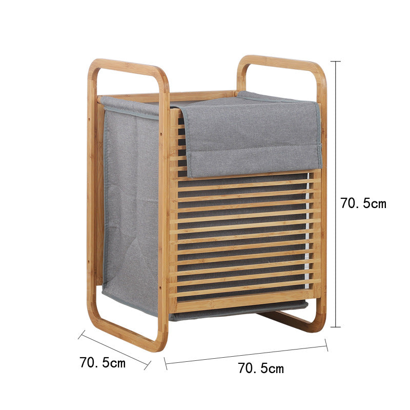 Bamboo-Frame Laundry Storage Basket