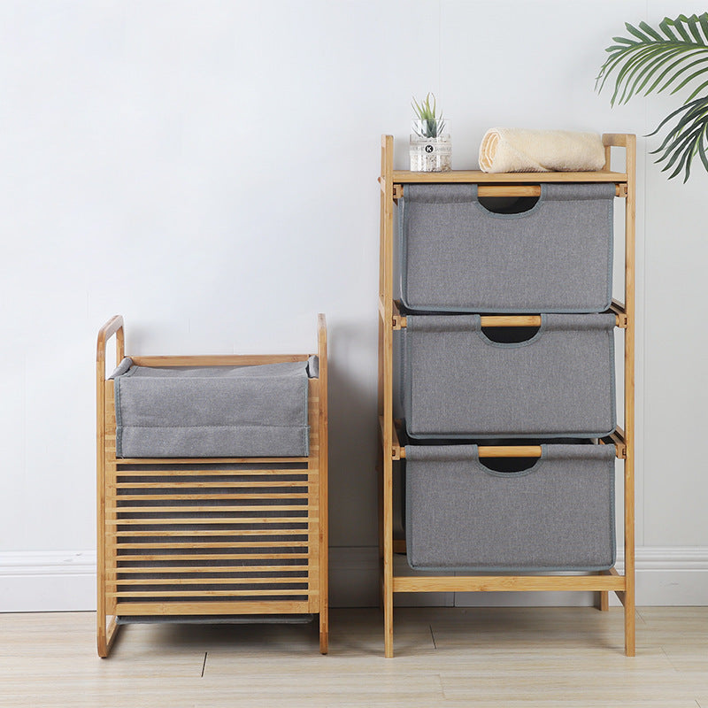Bamboo-Frame Laundry Storage Basket