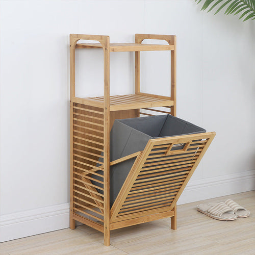 Bamboo-Frame Laundry Storage Basket