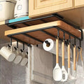 Wall-Mounted Kitchen Storage Rack with Hooks