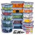 24-piece Kitchen Refrigerator Crisper Microwave Heat-resistant Plastic Lunch Box